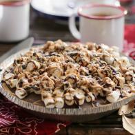 Peanut Butter S'mores Pie and Cinnamon Hot Chocolate as seen on Valerie's Home Cooking Bringing the Outdoors In episode, season 8.