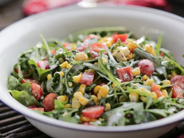 Sweet Corn, Arugula and Red Onion Salad - mysavoryspoon