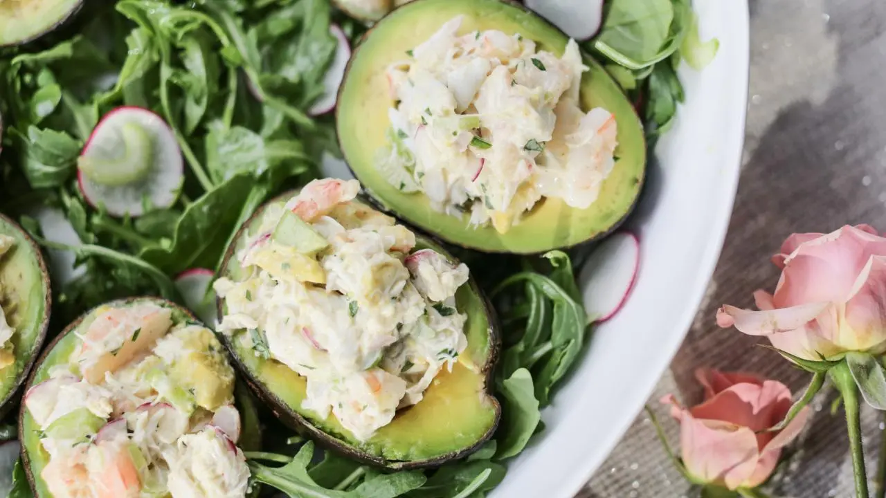 Avocados Stuffed with Shrimp and Crab Salad Recipe Valerie Bertinelli