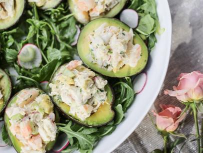 Avocados Stuffed with Shrimp and Crab Salad as seen on Valerie's Home Cooking It's Not Too Late episode, season 8.