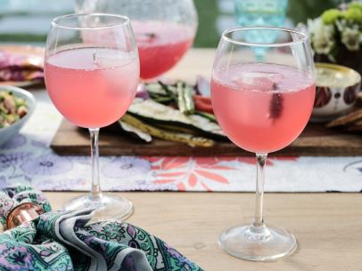 Hibiscus and Lavender Prosecco Punch as seen on Valerie's Home Cooking Patio Party: A Dip for Everyone episode, season 8.