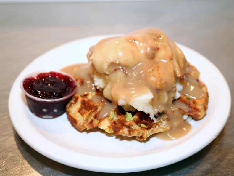 Not all late-night cooking experiments result in a wildly popular waffle shop, but Kyle Corea and Adam Gold’s did, during their senior year at Syracuse University. Armed with a small-business prize from their alma mater, the iron-pressing entrepreneurs opened Funk ‘N Waffles in downtown Syracuse, bringing their eclectic rounds, plus live music, to the masses. Their biggest hit? The Jive Turkey, a Thanksgiving special (think stuffing waffle with roasted turkey and mashed potatoes) that was so in demand, it’s now a permanent fixture.