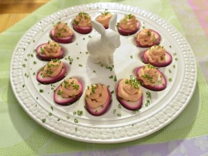 Katie Lee makes Beet Deviled Eggs, as seen on Food Network's The Kitchen ,Season 16.