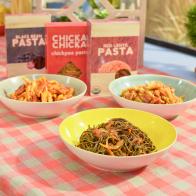 The Kitchen hosts share Red Lentil, Black Bean, and Chick Pea pasta with Katie Lee's Amatriciana Sauce, as seen on Food Network's The Kitchen  , Season 16.
