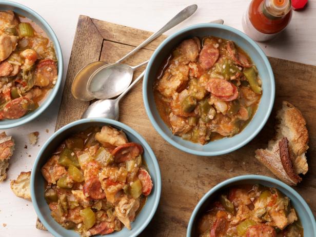 Food Network Kitchen's Slow-Cooker Freezer-Pack Gumbo, as seen on Food Network.