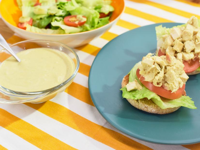 Joy Bauer makes Chicken Salad with her Caesar dressing as a Smart Swap for lunch, as seen on Food Network's The Kitchen