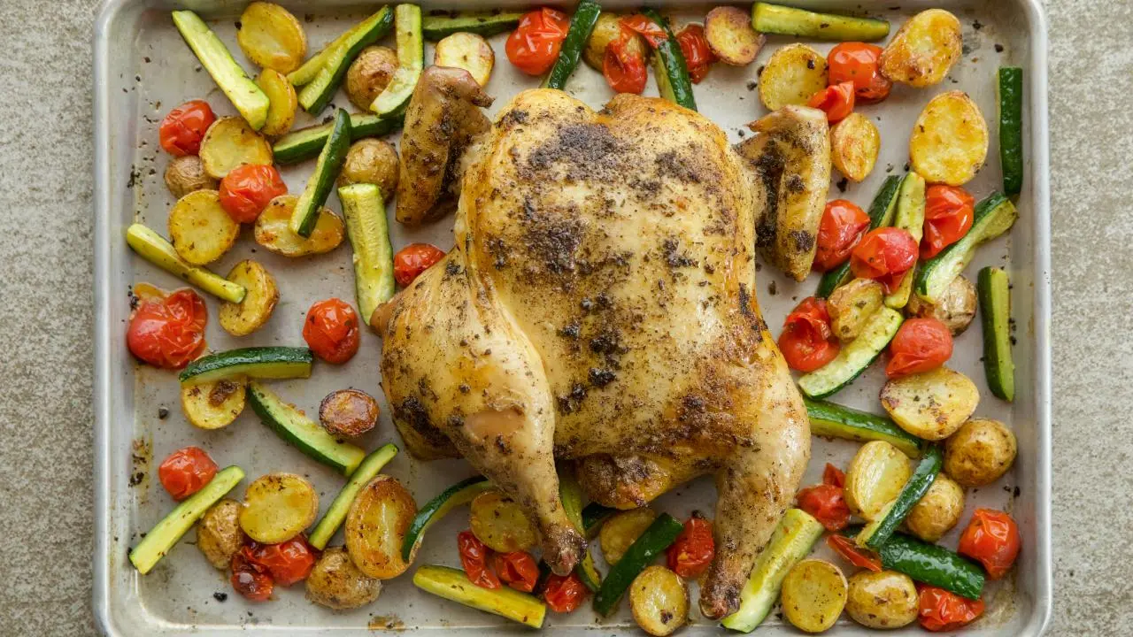Spatchcock Chicken Sheet Pan Supper