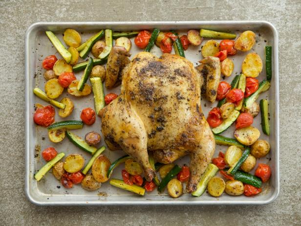 Close-up of Spatchcock Chicken Sheet Pan