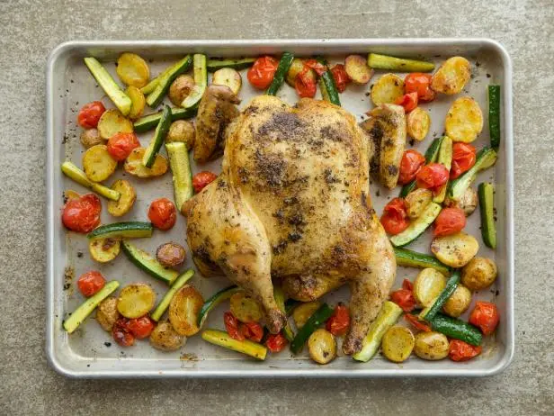 Spatchcock Chicken Sheet Pan Supper Recipe | Ree Drummond