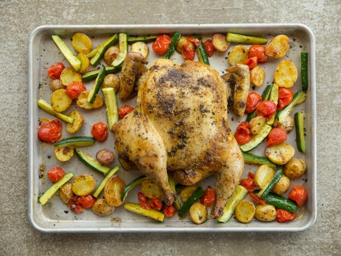 Spatchcock Chicken Sheet Pan Supper Recipe | Ree Drummond | Food Network