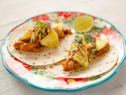 Close-up of Pineapple Chicken Tacos
