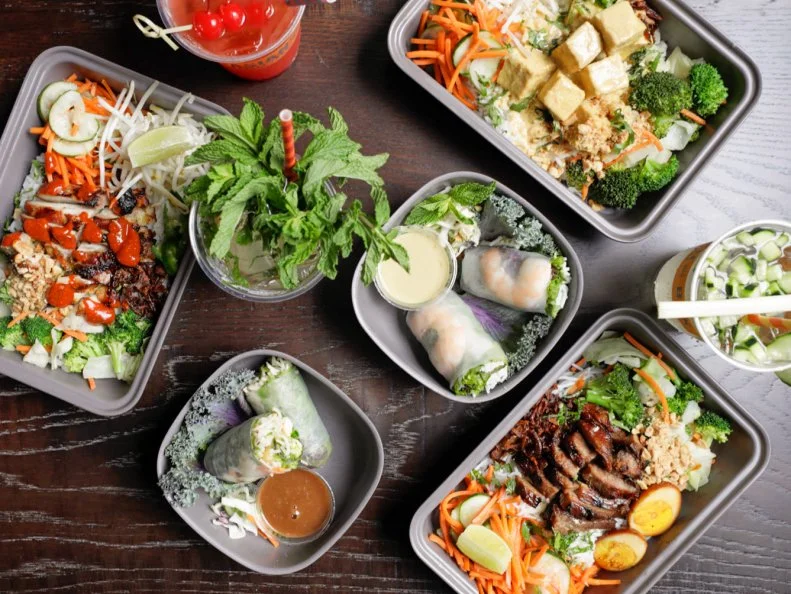 Inspired by the fresh, affordable made-to-order food prepared at no-frills street stalls in Asia, Asian Box was founded in 2012 by fine-dining restaurateur and consultant Frank Klein and Executive Chef Grace Nguyen. Limited to the West Coast, with outposts in Southern California and the San Francisco Bay area, Asian Box is an eco-conscious brand, using compostable packaging recycled construction materials. Out of the open kitchen come gluten-free dishes such as caramel-slicked Passmore Ranch catfish with jasmine rice or shrimp and soy-garlic beef to dip into lime-black pepper sauce. Those who prefer to customize dishes can play with combinations of chilled rice noodles, coconut-curry tofu and tamarind vinaigrette.