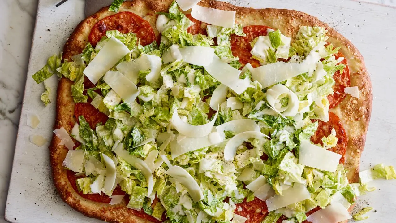 caesar dressing pizza Salad for a full flavoured and crave worthy taste Creamy Parmesan Caesar Salad Pizza