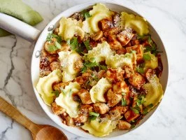 Herb & Balsamic Chicken & Ravioli Skillet