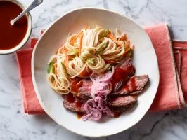 Gochujang Flank Steak with Rice Noodle Salad