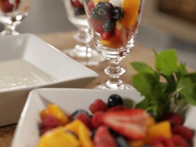 Close-up of Fresh Fruit with Honey Vanilla Yogurt