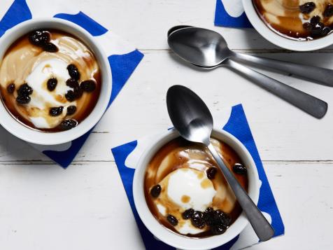 Brown Sugar Pudding with Hot Buttered-Rum Raisins