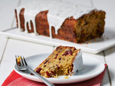 Carrot-Walnut-Cranberry Quick Bread with Vanilla Bean Glaze