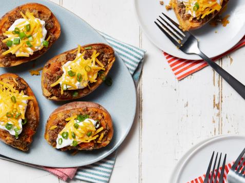 Chili Cheese Stuffed Sweet Potato