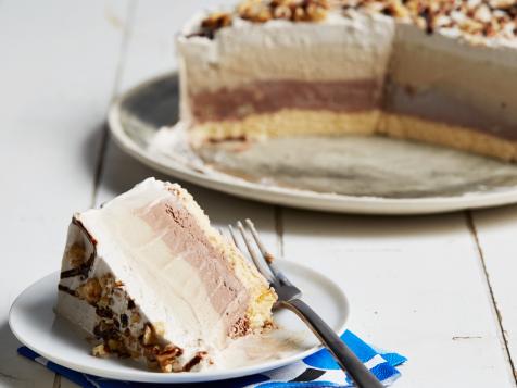 Coffee-Chocolate Ice Cream Cake with Nuts and Espresso Whipped Cream Frosting
