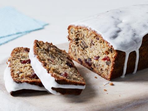 Pear-Walnut-Cranberry Quick Bread with Vanilla Bean Glaze