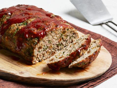 Chard and Raisin Meatloaf with Sweet and Tangy Glaze