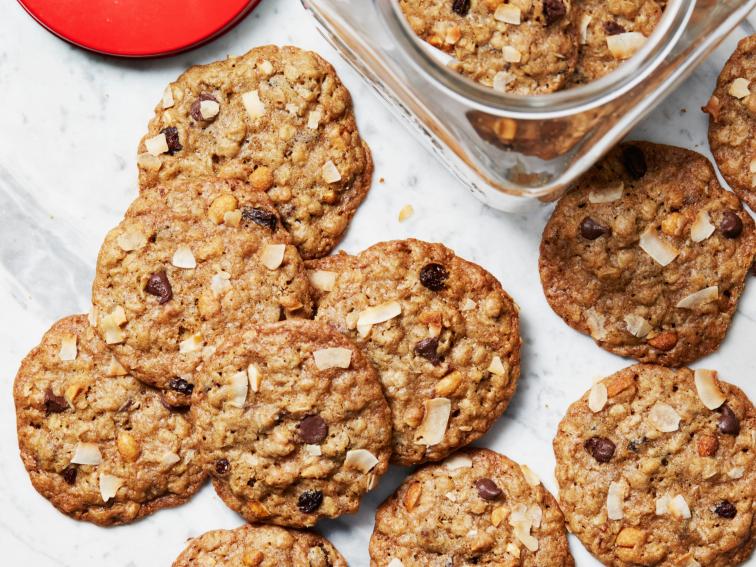 Oatmeal Cookies with Peanuts, Raisins and Chocolate Chips Recipe Food