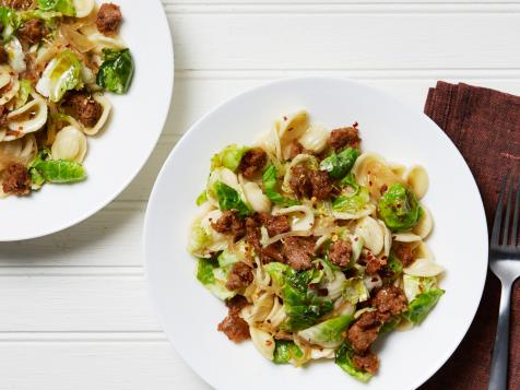 Orecchiette with Vegan Sausage and Brussels Sprouts