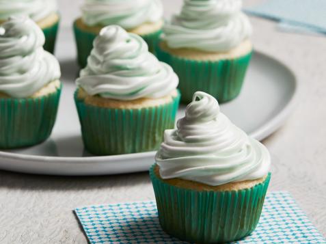 White Cupcakes with Meringue Frosting