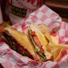 Fried bologna sandwich at Robert's Western World in Nashville, TN.