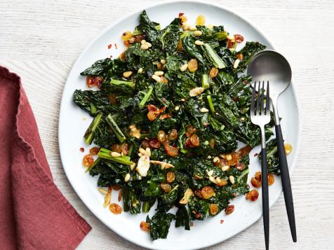 Kale with Golden Raisins and Pine Nuts