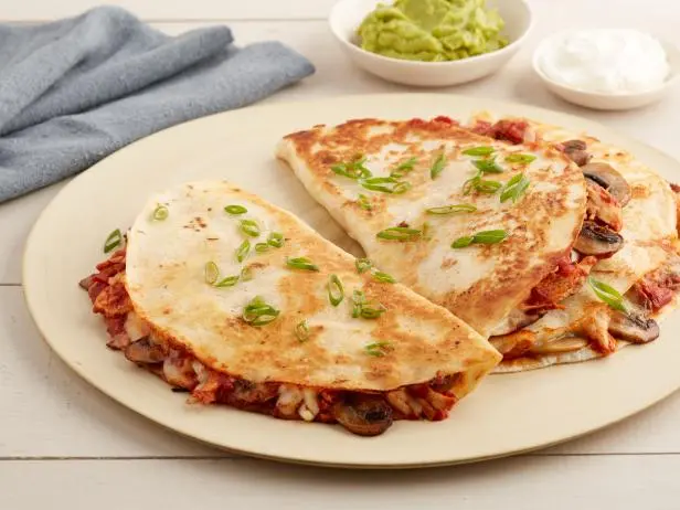 Stewed Chicken, Mushroom and Mozzarella Quesadillas Recipe | Food Network
