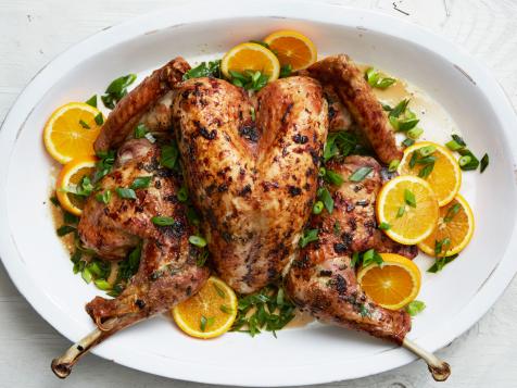 Butterflied Tea and Orange Brined Roasted Turkey with Sesame-Ginger Butter