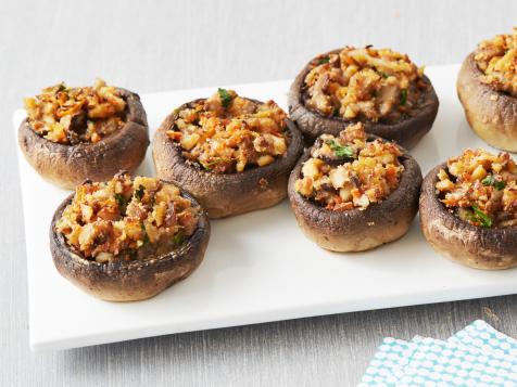 Cheesy Carrot and Tofu Stuffed Mushrooms