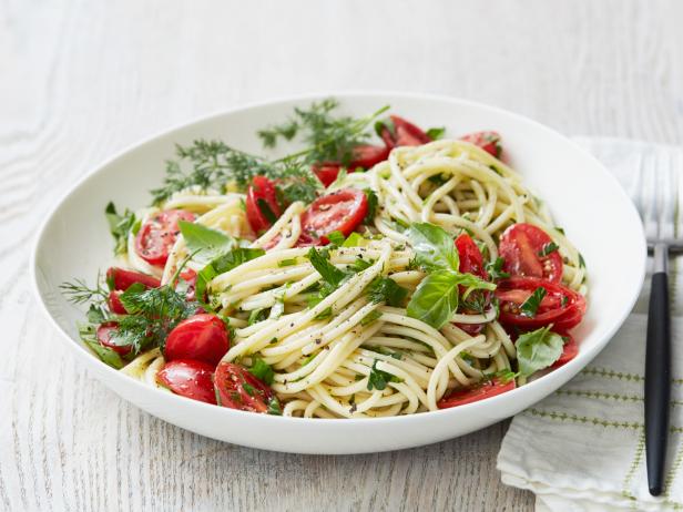 Spaghetti With Grape Tomato Herb Sauce Recipe Food Network Kitchen Food Network