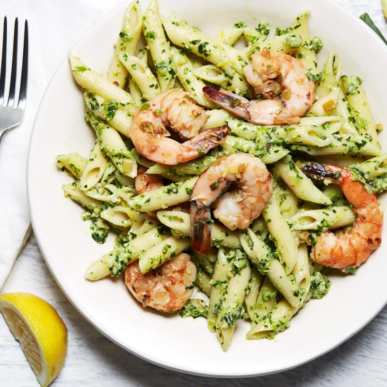 Penne with Shrimp and Scallion Pesto-image