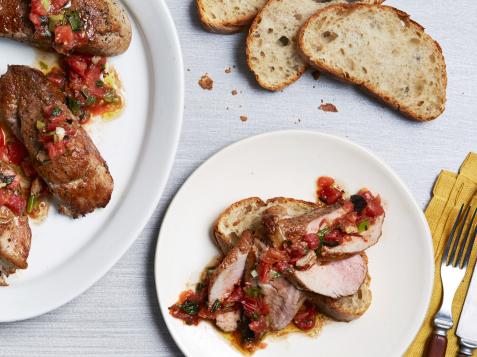 Pork Tenderloin Steaks with Roasted Tomato Relish