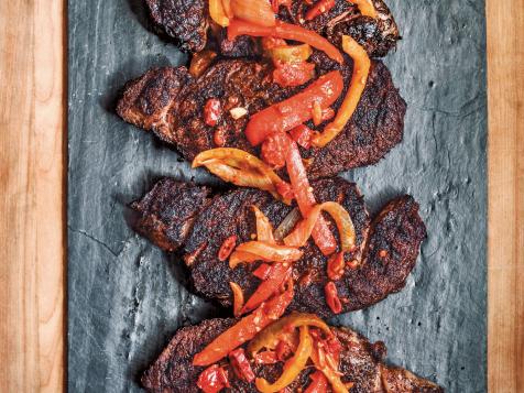 Grilled Rib-Eyes with Peperonata