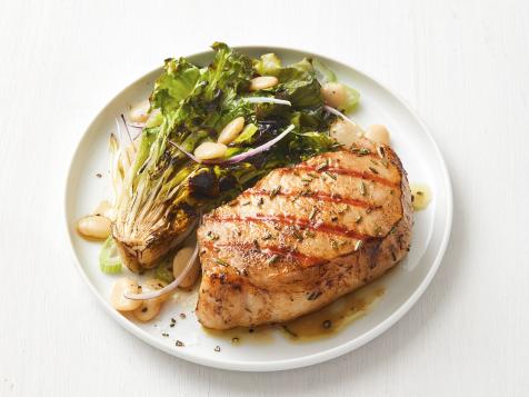 Grilled Rosemary Pork Chops with Escarole