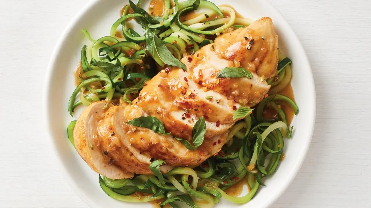 Lemon-Basil Chicken with Zucchini Noodles Recipe | Food Network