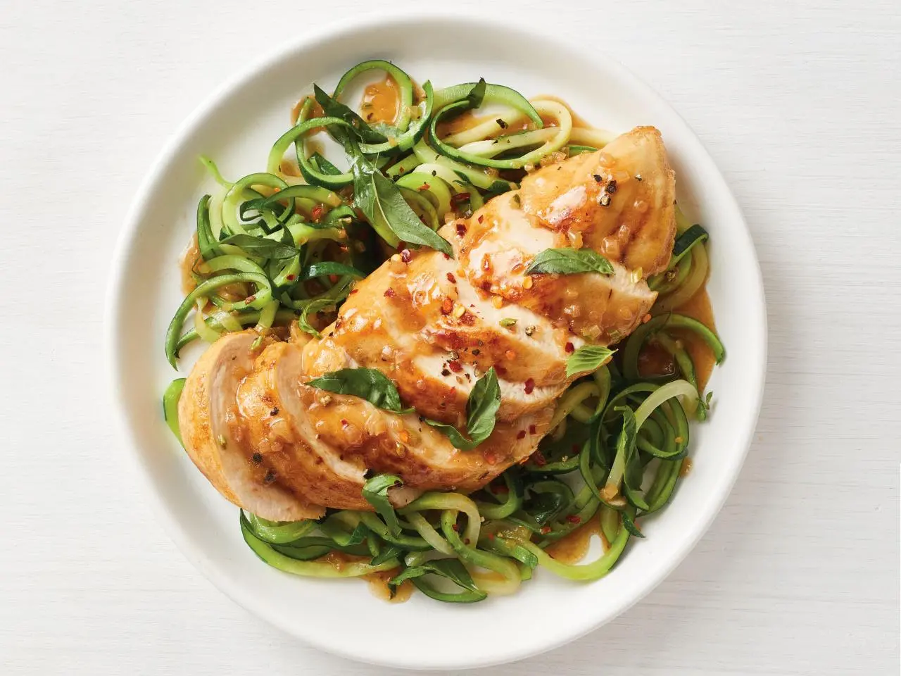 Lemon-Basil Chicken with Zucchini Noodles Recipe | Food Network