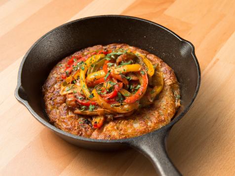 Crispy Breakfast Potato Cake with Piperade