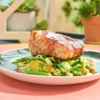 Jeff Mauro makes Pomegranate Glazed Salmon, as seen on The Kitchen, Season 17.