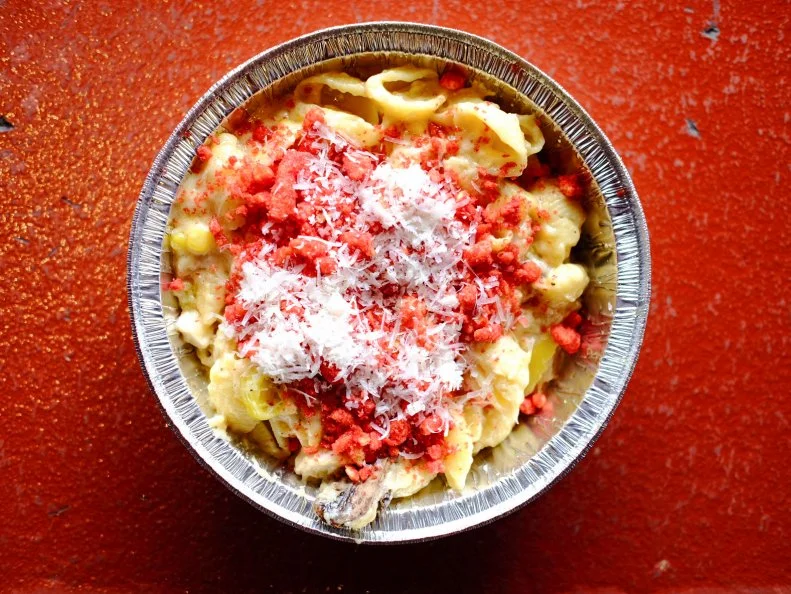 Beloved by both owners of Mac’d, Flamin’ Hot Cheetos were a no-brainer addition to the topping options at this fast-casual build-your-own mac bar in the Marina. After a few trials involving economy-sized bags of the red stuff, they discovered that spicy Cheetos actually take on a smoky aroma when baked, a perfect complement to the dozen or so mix-ins (bacon, mushrooms, and more) available for taking the gooey bowls to the next level.