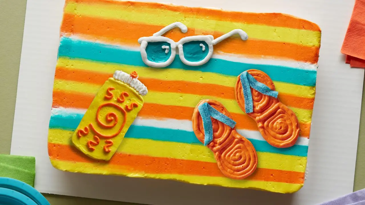 Beach Towel Cupcake Cake