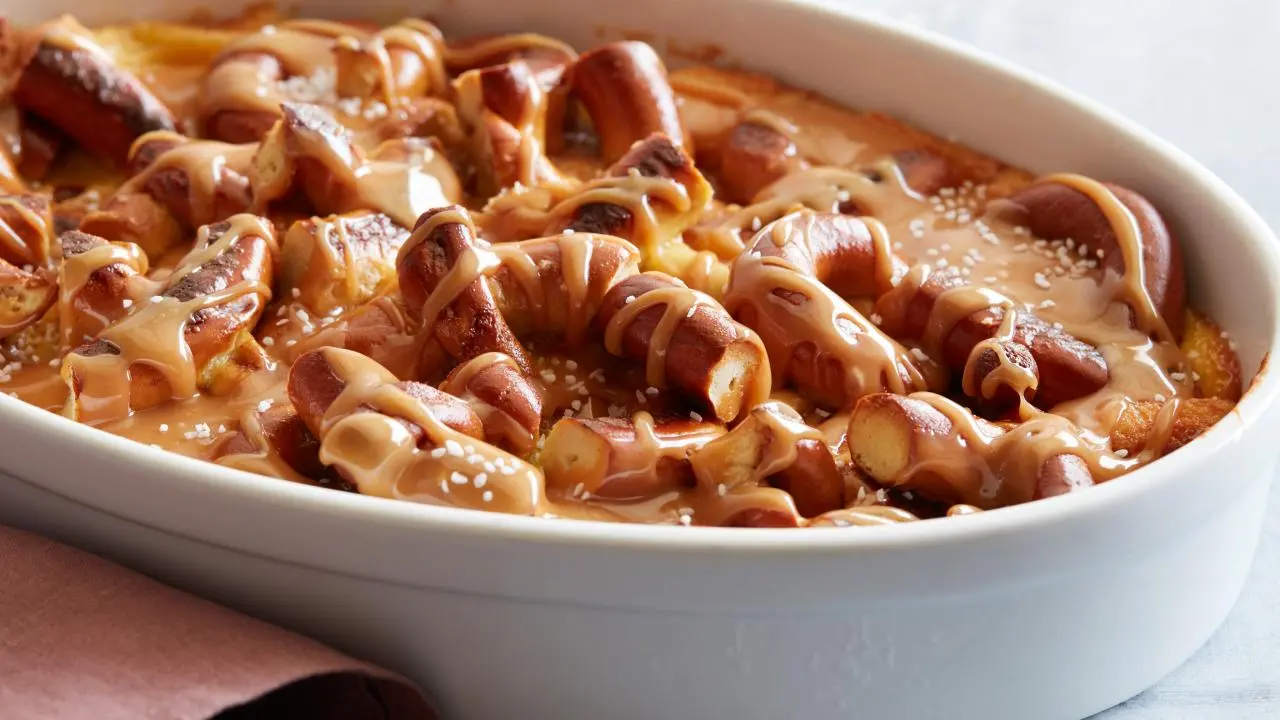 Caramel Pretzel Bread Pudding