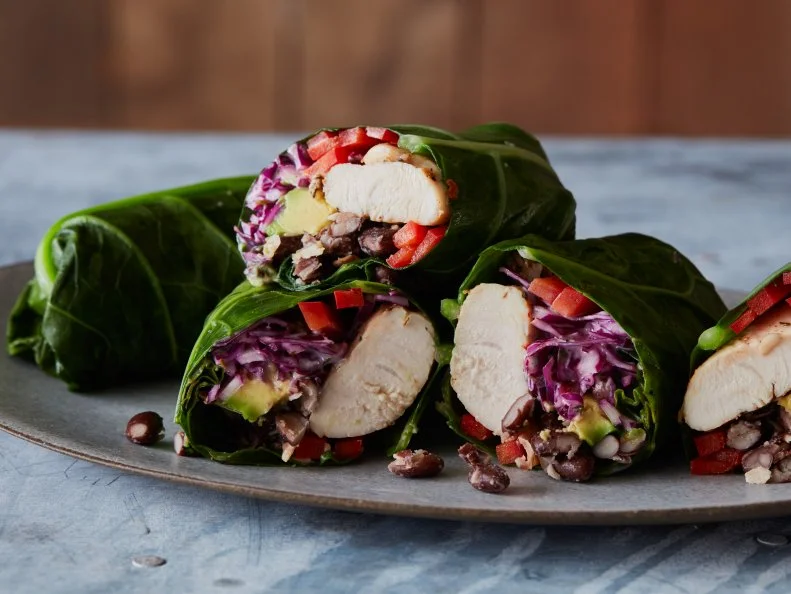 Food Network Kitchen’s Jerk Chicken Collard Wrap.