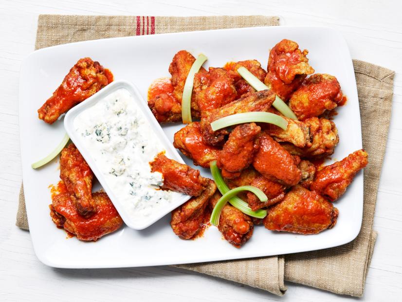 DeepFried Sriracha Buffalo Wings with Blue Ranch Dipping Sauce Recipe Food Network Kitchen