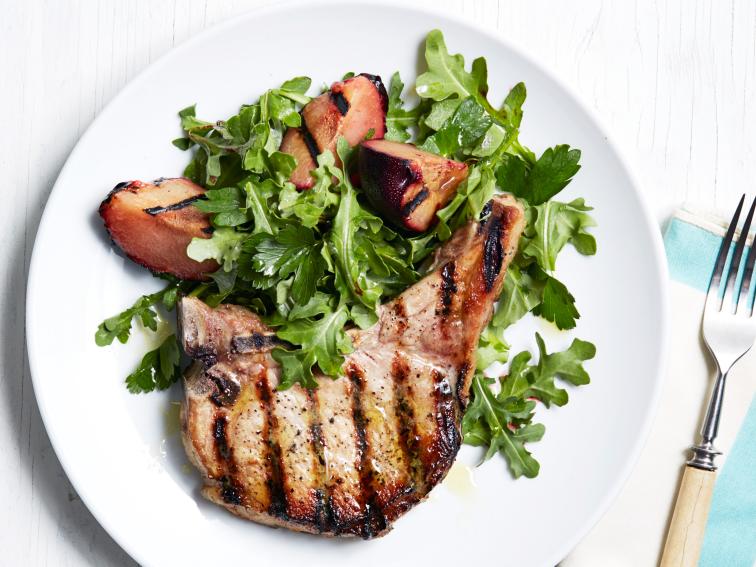 Grilled Pork Chops and Plums Recipe | Food Network Kitchen | Food Network