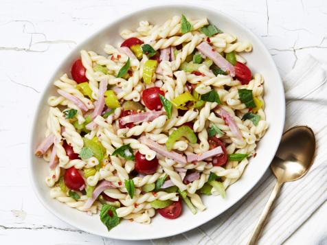 Spicy Italian Pasta Salad with Ham and Pepperoncini
